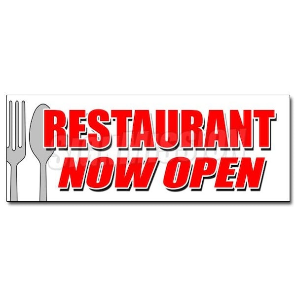 RESTAURANT NOW OPEN DECAL sticker grand opening new management happy hour, D-36 Restaurant Now Open